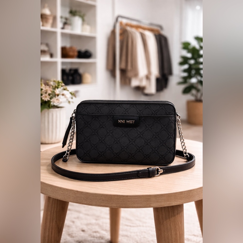 Nine West Black Jacquard Crossbody Purse